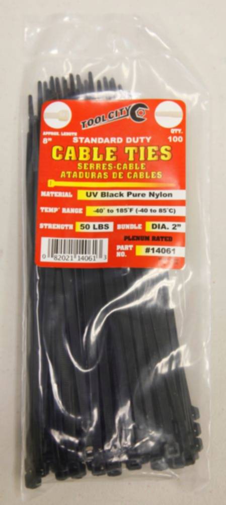 Zip Tie 8" 50lb. Tensile Standard Duty 100 PC Black