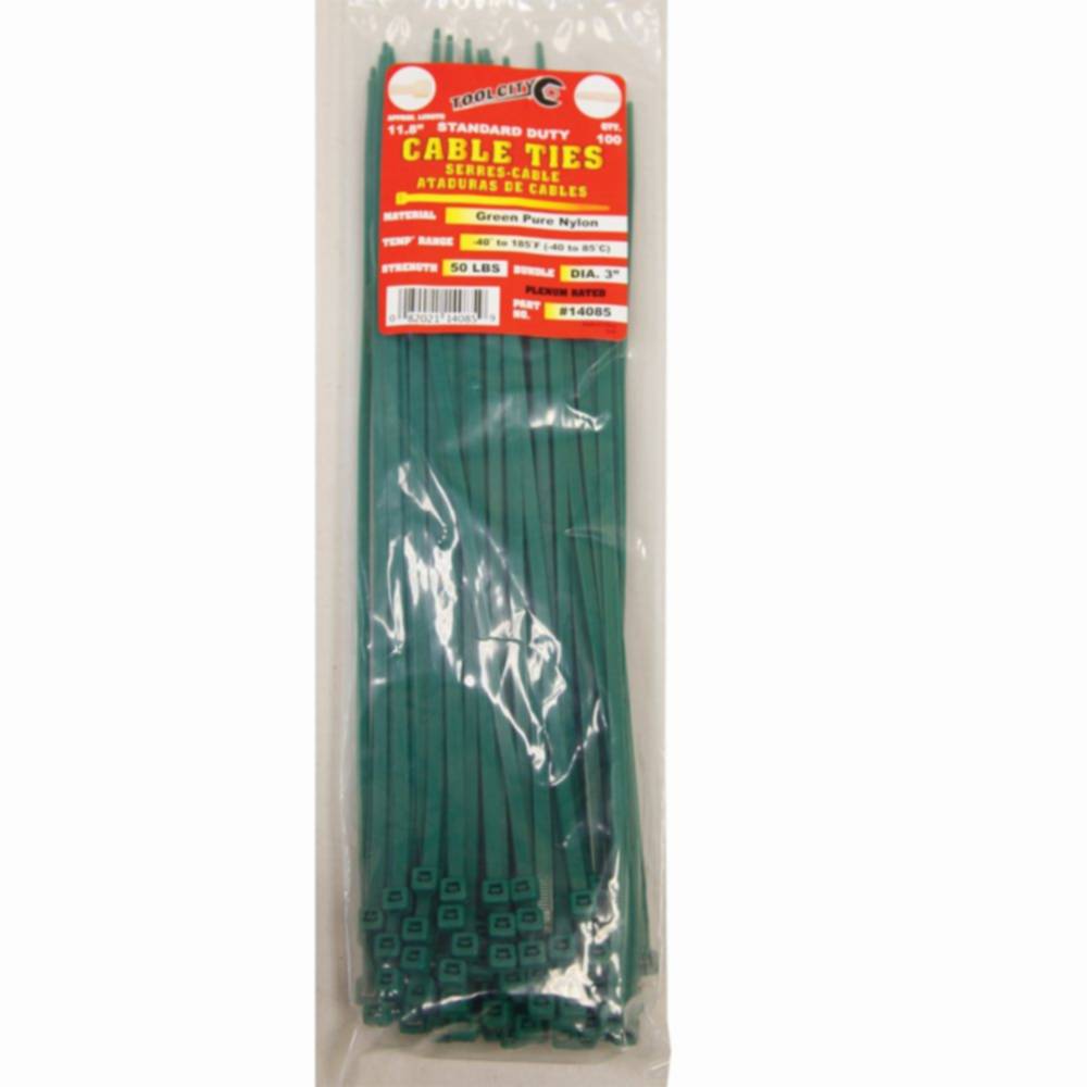Zip Tie 11.8" 50lb. Tensile Standard Duty 100 PC Green