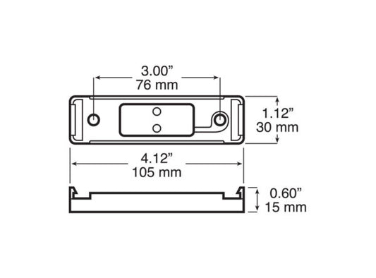 Bracket, Surface-Mount, Rectangular, Gray, Kit, 4.12"X1.12"