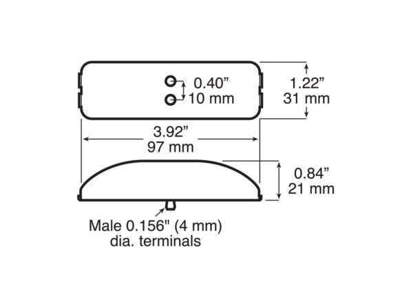 LED Marker/ Clearance, P2, Rectangular, 4"X1.25", Red