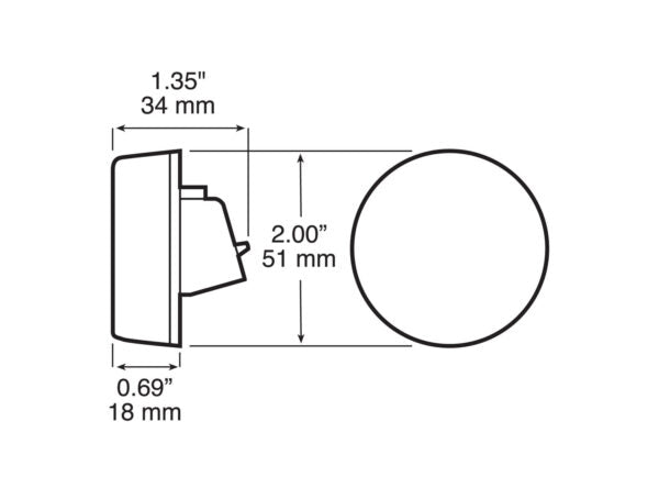 LED Marker/ Clearance, P2, Round, AMP, 2.0", Red