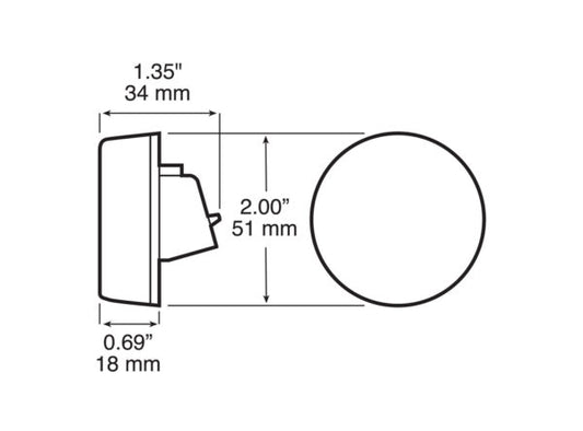 LED Marker/ Clearance, P2, Round, AMP, 2.0", Red
