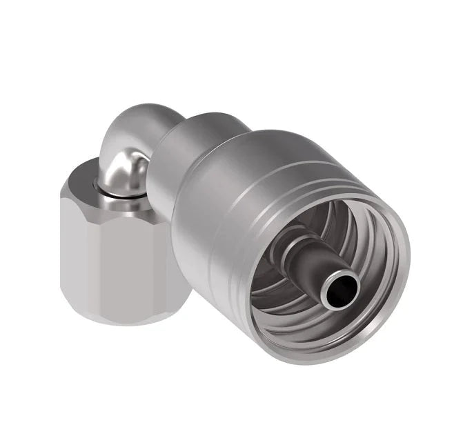 Female SAE 37 deg JIC Swivel Crimp Hose 90 deg Elbow, 3/8 in