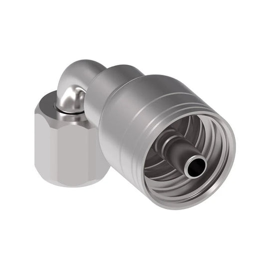 Female SAE 37 deg JIC Swivel Crimp Hose 90 deg Elbow, 1/4 in