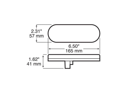 LED Turn Signal, Front & Rear, Oval, Grommet-Mount 6.5"X2.25", amber