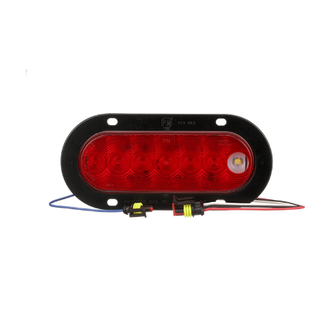 LED Stop/Turn/Tail & Back-Up Light Oval, Flange-Mount Kit 6.50"X2.25", red + white