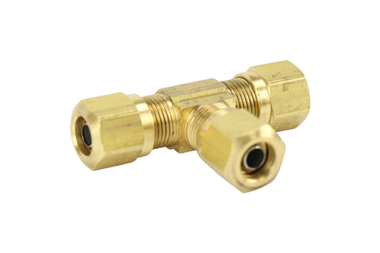 Full Union Tee Brass Compression Fitting - 1/4"