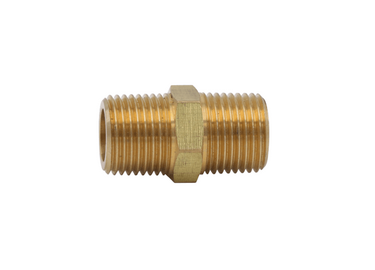 Brass Male Standard Hex Nipple Fitting - 1/4 NPT