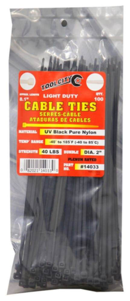 Zip Tie 8" 40lb. Tensile Light Duty  100 PC Black