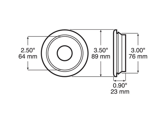Grommet, Round, Open Back, 2.5"