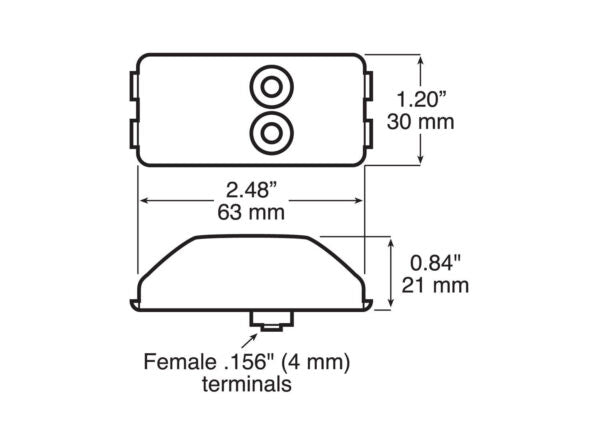 LED Marker/ Clearance, PC-Rated Rectangular, 2.48″X1.2″, amber