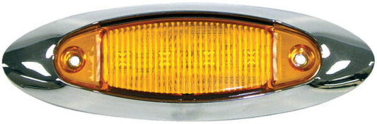 LED Marker/ Clearance, Oblong, w/ Chrome Bracket, 4.75"X 1.50", Multi-volt, Amber