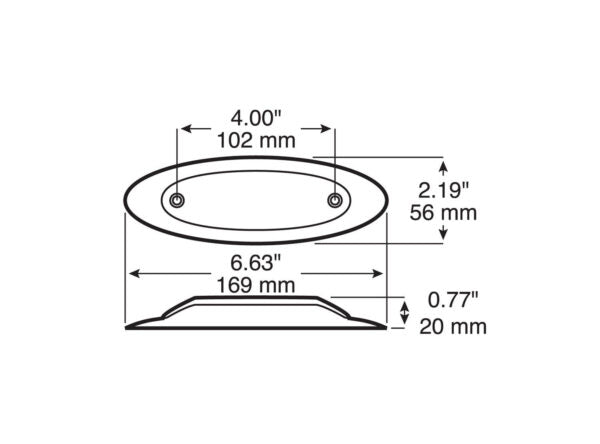 LED Marker/ Clearance, Oblong, w/ Chrome Bracket, 4.75″X 1.50″, Multi-volt, red