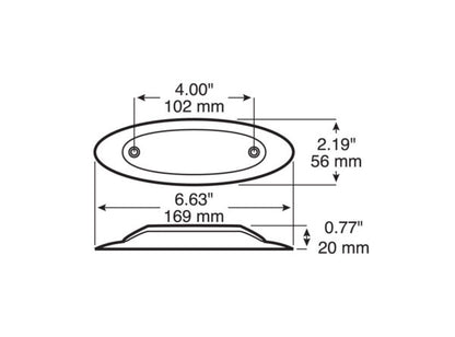 LED Marker/ Clearance, Oblong, w/ Chrome Bracket, 4.75″X 1.50″, Multi-volt, red