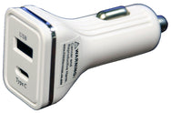 Dual DC Charger 2.1/1 amp - White