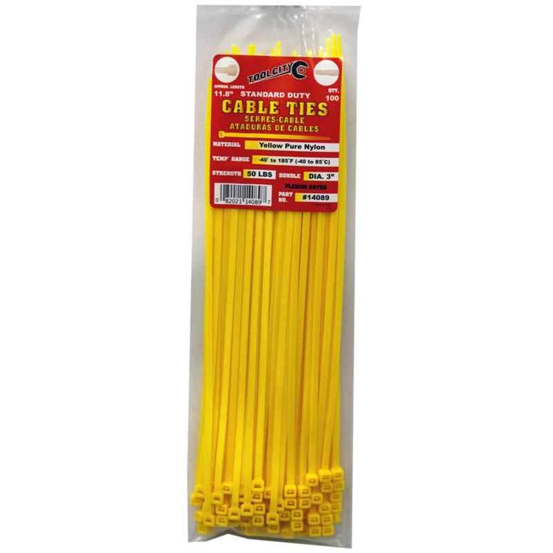 Zip Tie 11.8" 50lb. Tensile Standard Duty  100 PC Yellow