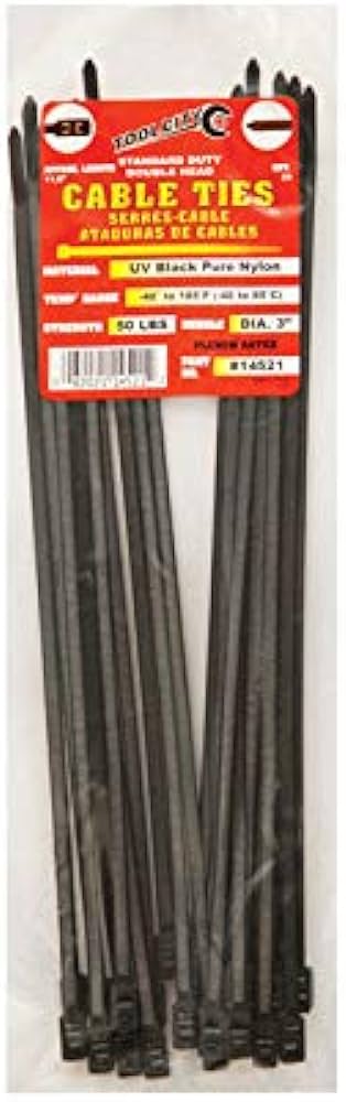 Zip Tie  11.8" 50lb. Tensile SD Double Head 25 PC Black