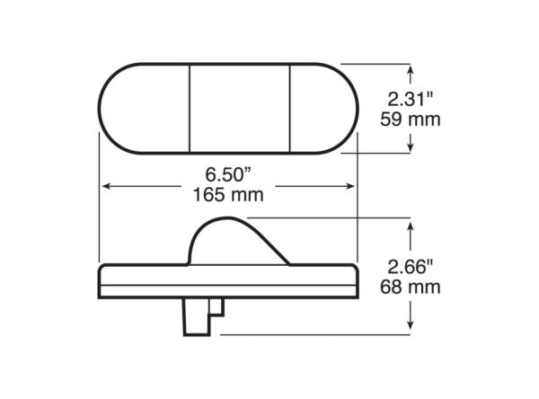 LED Mid-Turn/ Side Marker, Oval, 6.5″X2.25″, amber