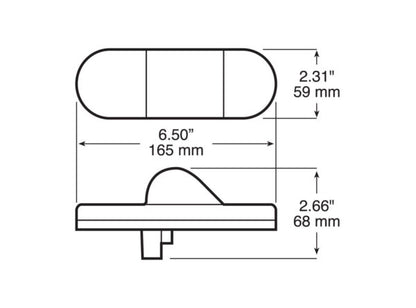 LED Mid-Turn/ Side Marker, Oval, 6.5″X2.25″, amber