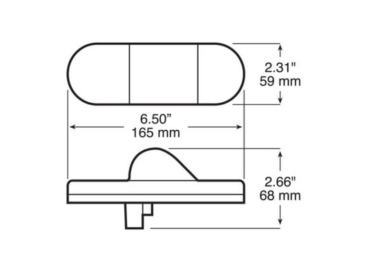 LED Mid-Turn/ Side Marker, Oval, 6.5"X2.25", amber