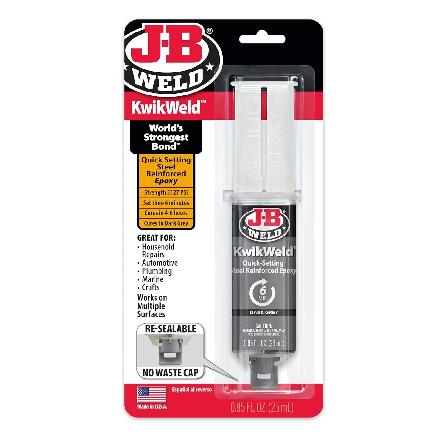 JB WELD GREY KWIK  WELD 6 MIN SYRINGE