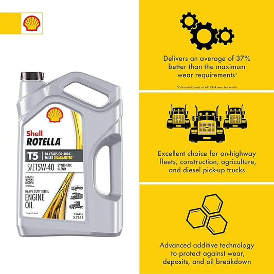 Shell Rotella T5 15W40 Synthetic Blend - Gallon
