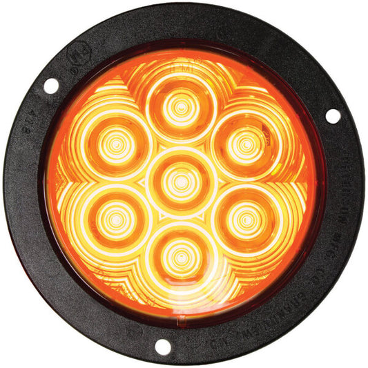 LED Turn Signal, Front & Rear, Round, AMP, Flange-Mount 4″, amber