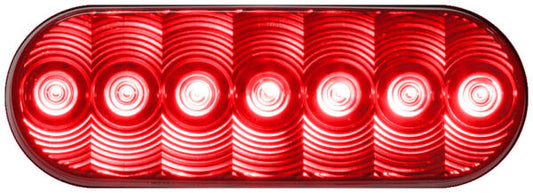 LED Turn Signal, Front & Rear Oval, AMP, Grommet-Mount 6.5″X2.25″, Red