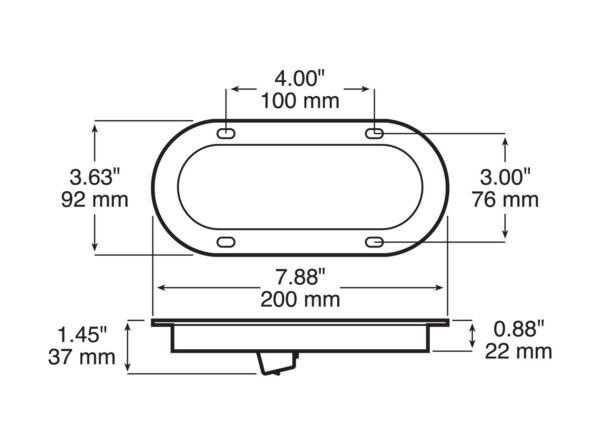 LED Stop/Turn/Tail & Back-Up Light Oval, Flange-Mount Kit 6.50″X2.25″, red + white