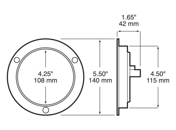 LED Stop/Turn/Tail, Round, 7 Diode PL3 Housing w/ Reflex, Flange 4″, red