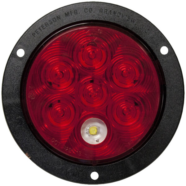 LED Stop/Turn/Tail, & Back-Up Light, Round, Flange-Mount w/ Plug, Kit 4″, red + white