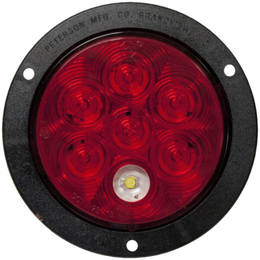 LED Stop/Turn/Tail, & Back-Up Light, Round, Flange-Mount w/ Plug, Kit 4″, red + white