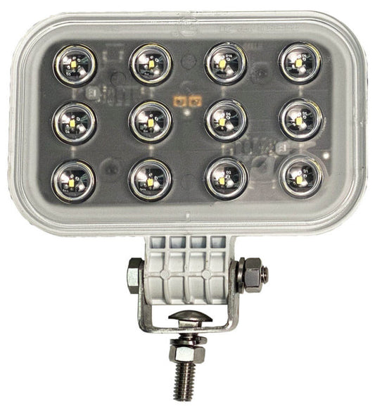 LED Work Light, Rectangular, White Housing, Pedestal-Mount, 1000 Lumens, Multi-volt, Hardwired w/ stripped leads, 3"X 5"