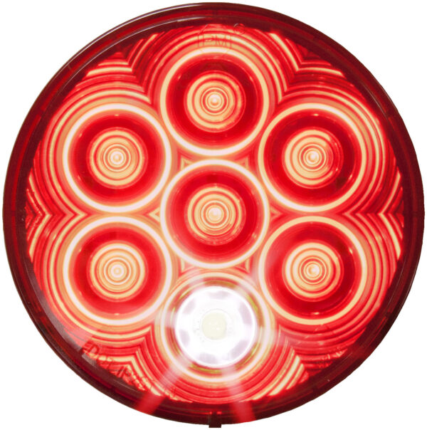 LED Stop/Turn/Tail, & Back-Up Light, Round, Grommet-Mount w/ Plug, Kit 4″, red + white