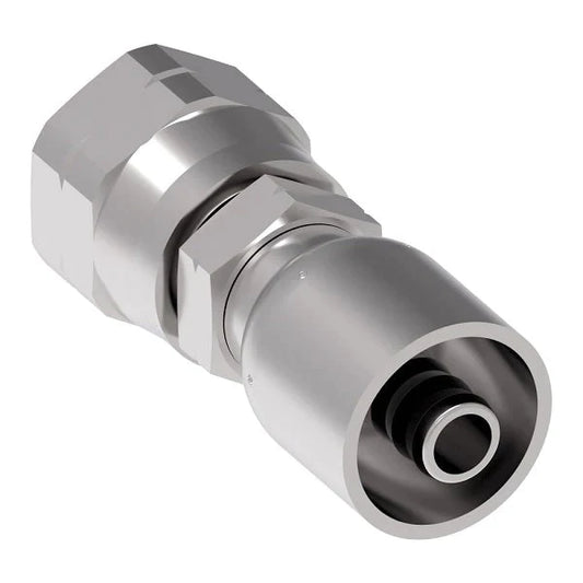 Female SAE 45 deg Swivel 100R5 Crimp Straight Hose Fitting, 3/4 in