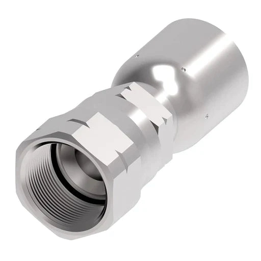 Female SAE 45 deg Swivel 100R5 Crimp Straight Hose Fitting, 3/4 in