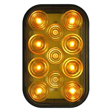LED Stop/Turn/Tail, Rectangular, ECE, & Dot 6.5′ Leads 5.30″X3.44″ Multi-volt, Amber