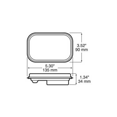 LED Stop/Turn/Tail, Rectangular, ECE, & Dot 6.5′ Leads 5.30″X3.44″ Multi-volt, Amber