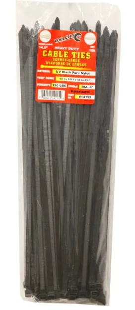 Zip Tie 14.5" 120lb. Tensile Heavy Duty  100 PC Black