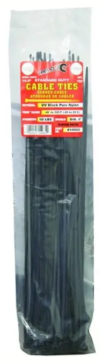 Zip Tie 14.6" 50lb. Tensile Standard Duty  100 PC Black