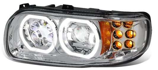 LED Headlight Peterbilt 389 388 567 08-22, Chrome Housing Driver Side