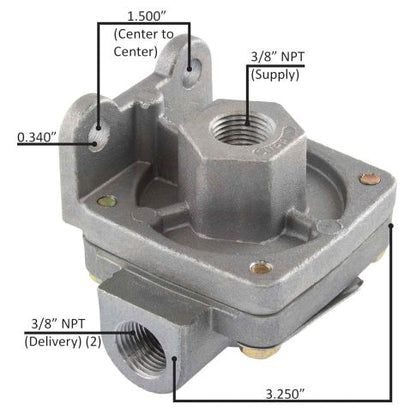 QR-1 VALVE 3/8"S-3/8"D-3/8"D - KN32005