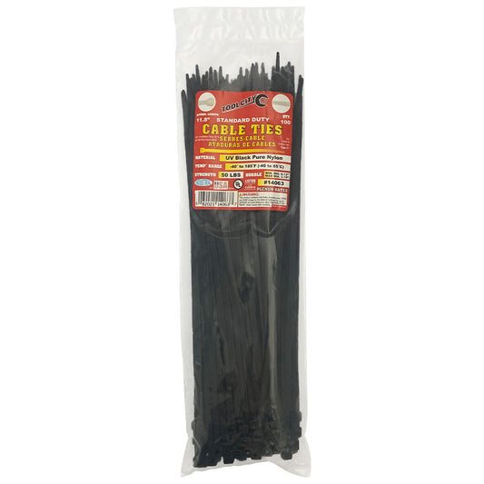 Zip Tie 11.8" 50lb. Tensile Standard Duty  100 PC Black