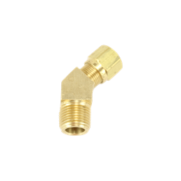 45 Degree Male Elbow Brass Compression Fitting - 3/8" Tube OD X Thread 1/4"