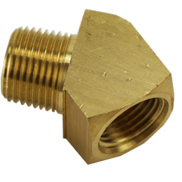 45 Degree Brass Pipe Street Elbow - Thread (NPTF): 3/8"; Thread (NPT): 3/8"