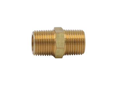 Brass Male Standard Hex Nipple Fitting - 3/8 NPT