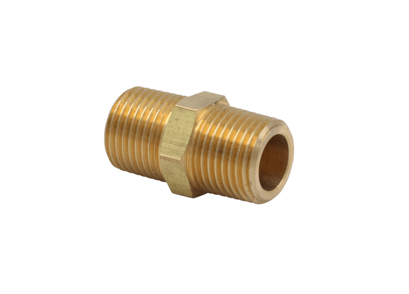 Brass Male Standard Hex Nipple Fitting - 3/8 NPT