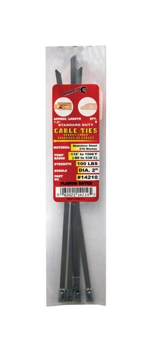 Zip Tie 7.9" 100lb. Tensile 316 Marine 5 PC Stainless Steel